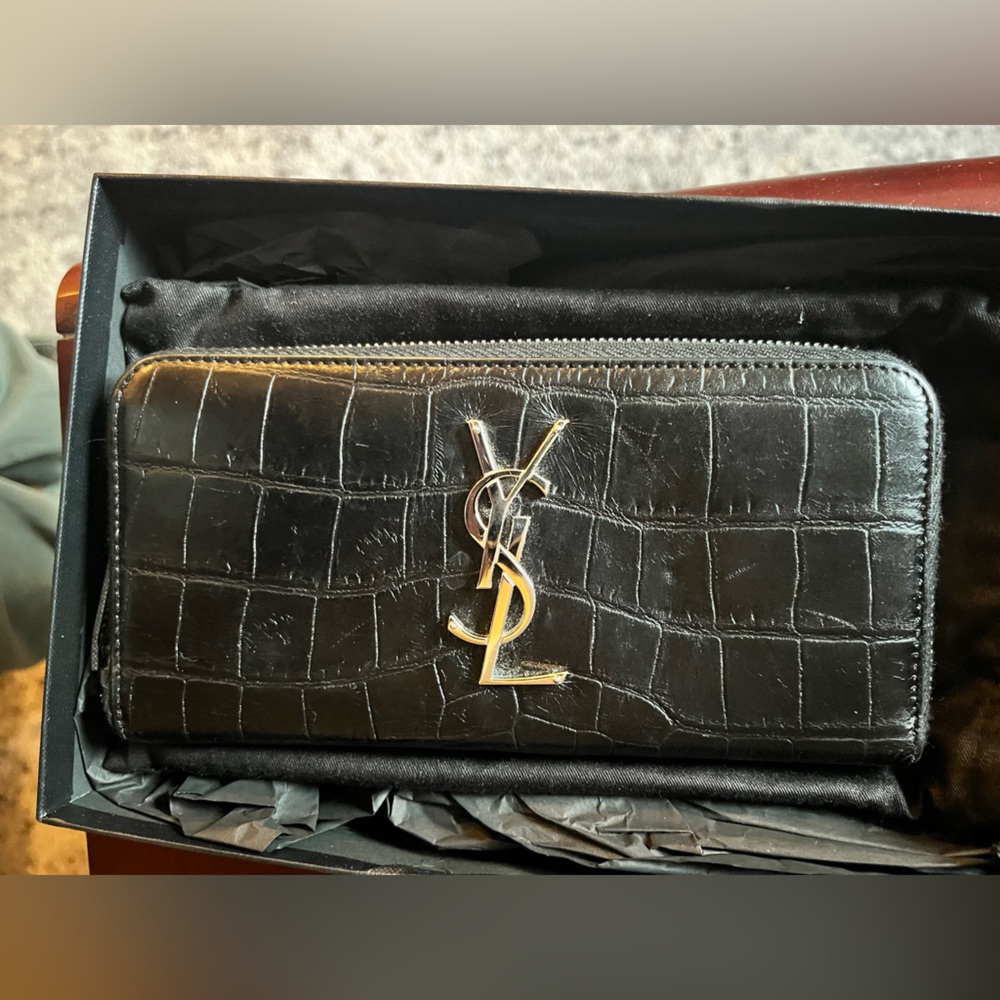 Saint Laurent Black croc wallet- brand new